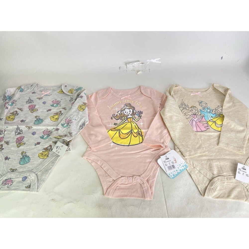 Disney Baby Princess 3 Piece Long Sleeve Bodysuit Set Infant Girls 18 Months